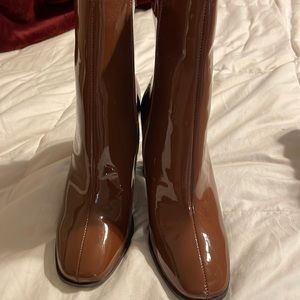 Booties! Shiny tan/brown color!! Brand new!